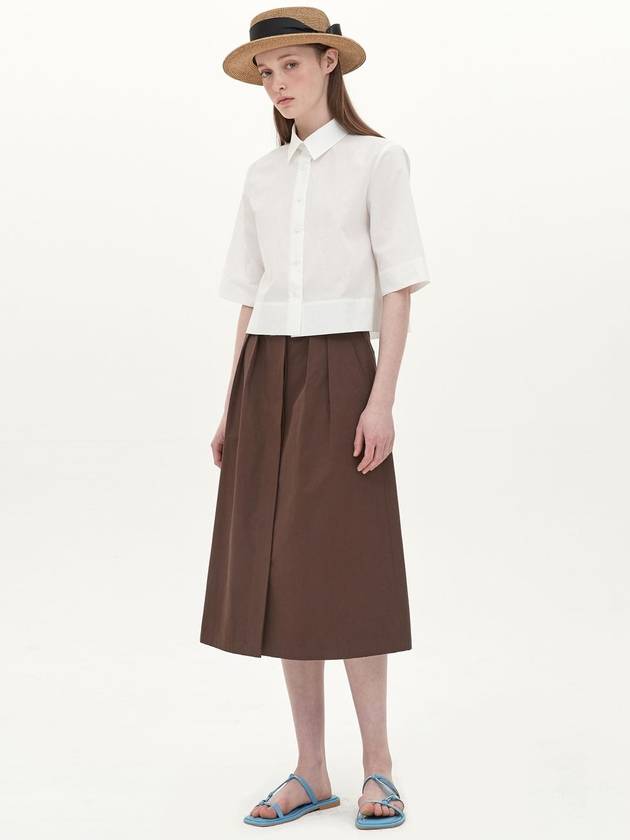 Hidden Button A-Line Skirt Brown - JUN BY JUN K - BALAAN 3