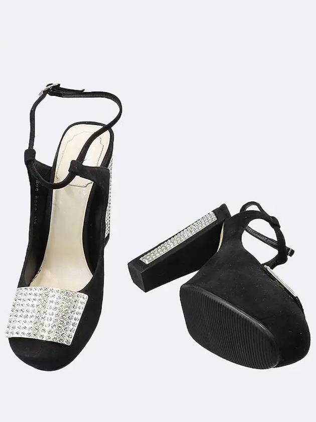 Black Suede Crystal Embellished Women s Shoes 235MM - DIOR - BALAAN 3