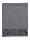 Pony Logo Signature Virgin Wool Muffler Grey - POLO RALPH LAUREN - BALAAN 4