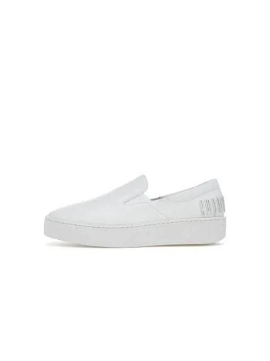 Women s Logo Point Leather Slip Ons White - EMPORIO ARMANI - BALAAN 1