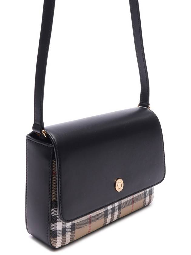 Vintage Check Leather Cross Bag Black - BURBERRY - BALAAN 4