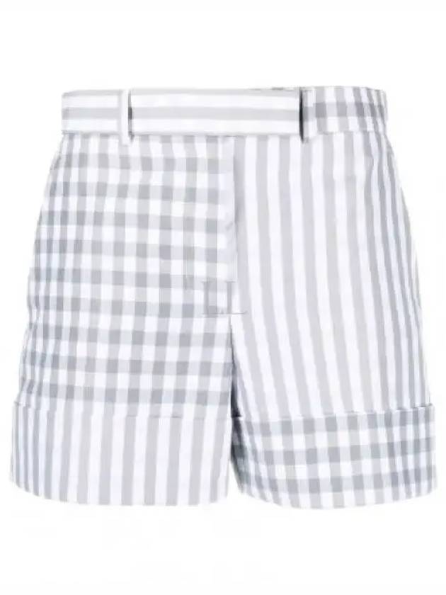 Gingham Check Double Face Poplin Shorts Medium Grey - THOM BROWNE - BALAAN 2