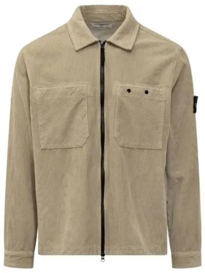 Organic Cotton Corduroy Zip-Up Jacket Beige - STONE ISLAND - BALAAN 2