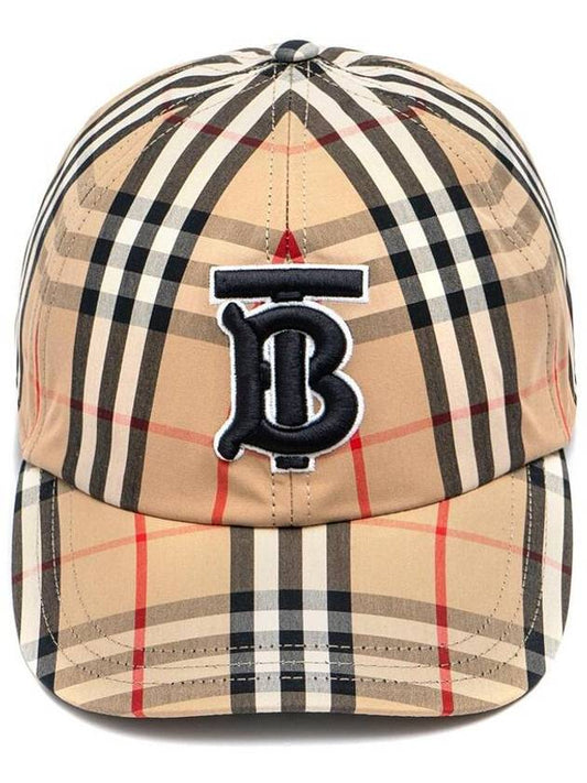 Monogram Motif Vintage Check Cotton Baseball Cap Archive Beige - BURBERRY - BALAAN 2
