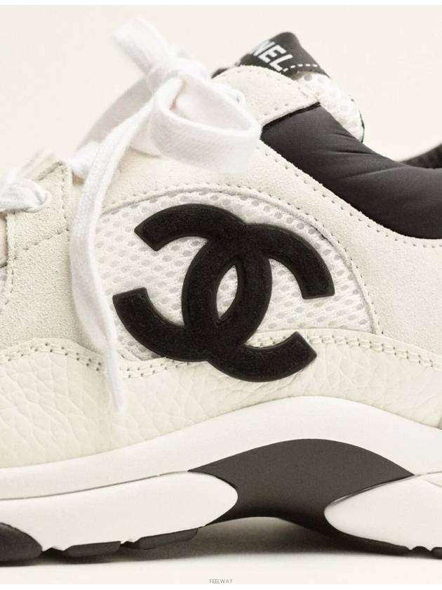 CC Logo Suede Tennis Low Top Sneakers Black - CHANEL - BALAAN 4