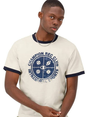 Men's Short Sleeve T-Shirt GT20H Ringer Tee Cream Ivory - CHAMPION - BALAAN 1