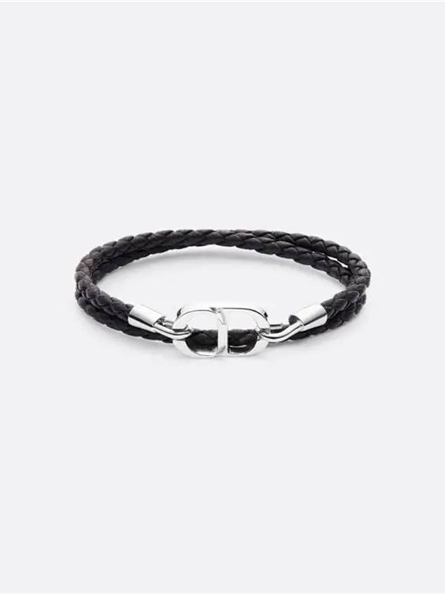 CD Icon Braided Leather Bracelet Black - DIOR - BALAAN 2