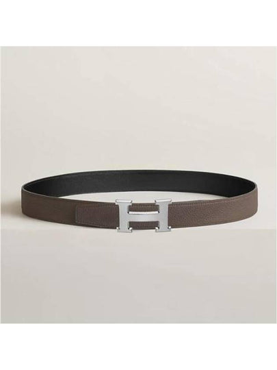 H Buckle Reversible Double Sided 32mm Black Etang Silver Matte Men s Leather Belt H073967CAAC - HERMES - BALAAN 2