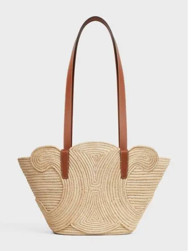 Classic Fenier Small Braid Triomphe Raffia Calfskin Tote Bag Tan - CELINE - BALAAN 2