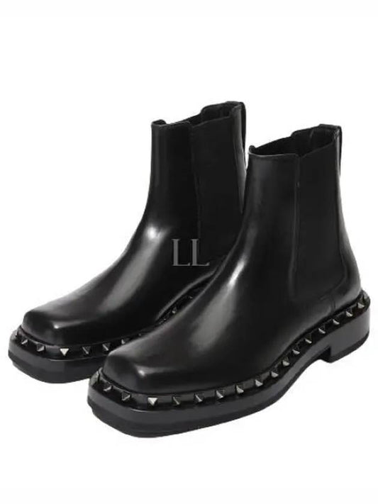 Rockstud Leather Chelsea Boots Black - VALENTINO - BALAAN 2