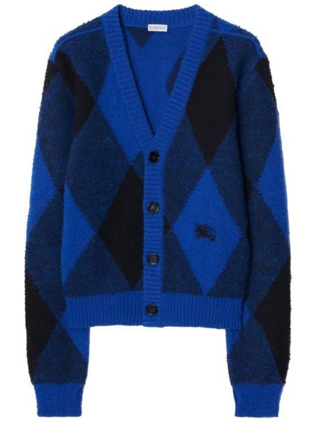 Men's Argyle Wool Cardigan Night - BURBERRY - BALAAN 1