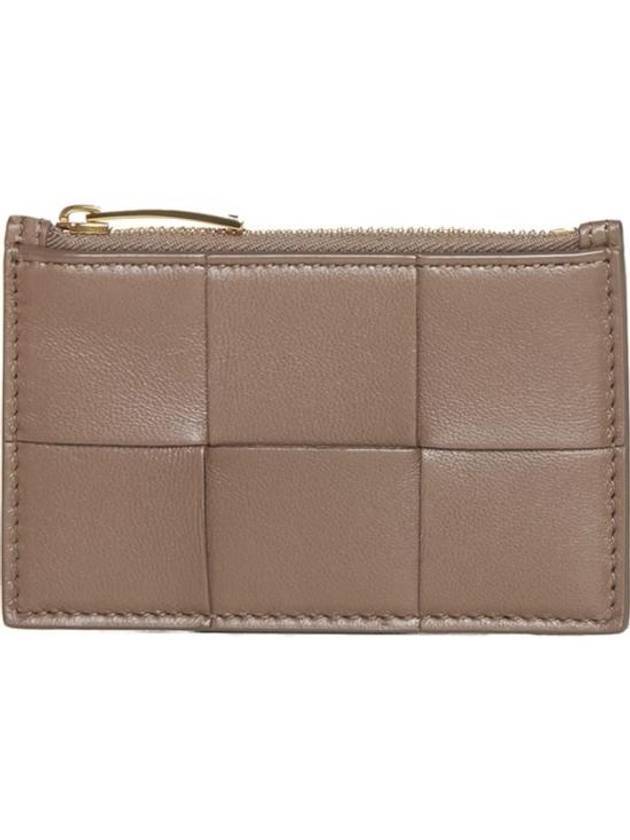 Intrecciato Zipper Card Wallet Taupe Grey - BOTTEGA VENETA - BALAAN 1