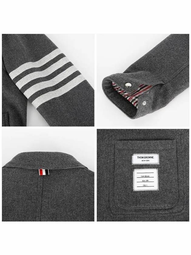 Stripe Detail Button Wool Jacket Grey - THOM BROWNE - BALAAN 7