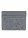 Intrecciato Leather Card Wallet Grey - BOTTEGA VENETA - BALAAN 1