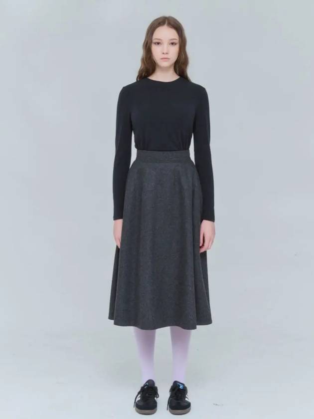 A line volume long skirt wool gray 0124 - VOYONN - BALAAN 8