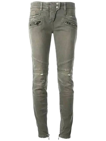 Women's Cotton Skinny Jeans Green - BALMAIN - BALAAN 1