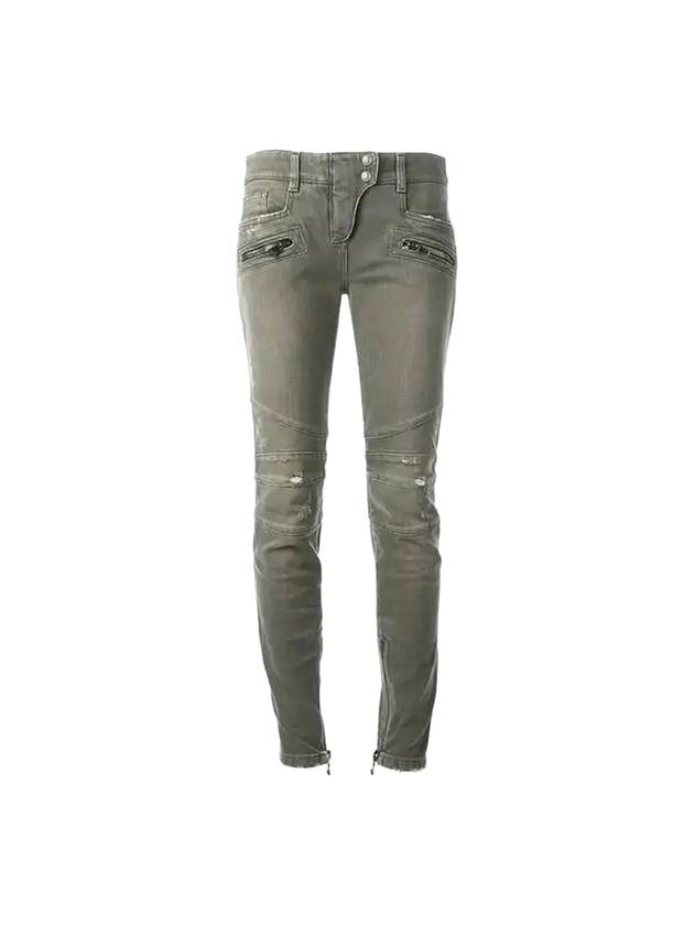 WoMen's Cotton Skinny Jeans Green - BALMAIN - BALAAN 1