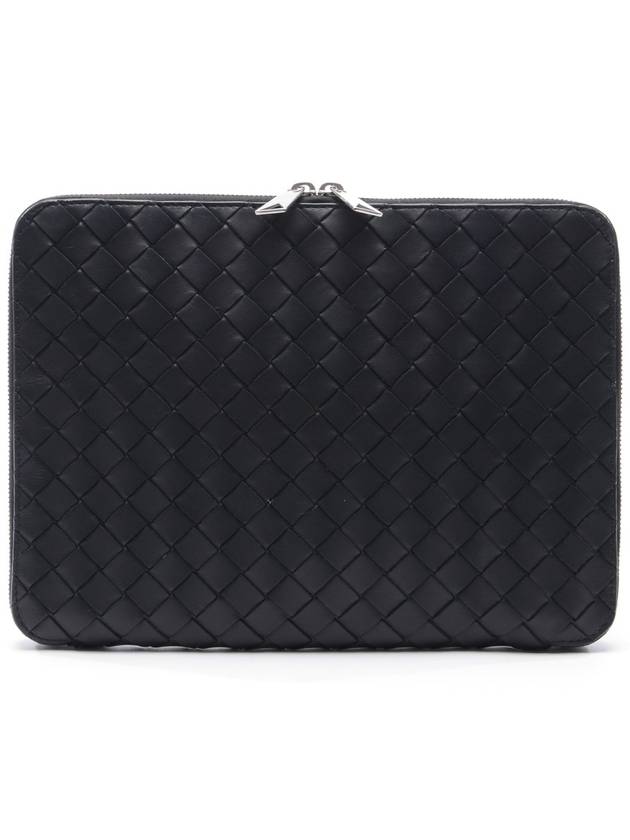 Classic Intrecciato Zipper Clutch Bag Black - BOTTEGA VENETA - BALAAN 2