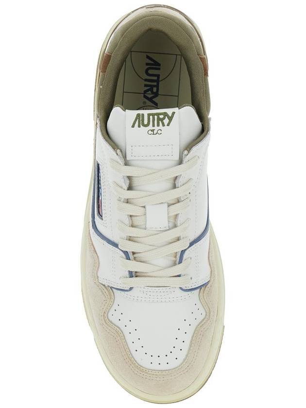 White Low Top Sneakers With Green Details And Logo Patch In Leather And Suede Man - AUTRY - BALAAN 4