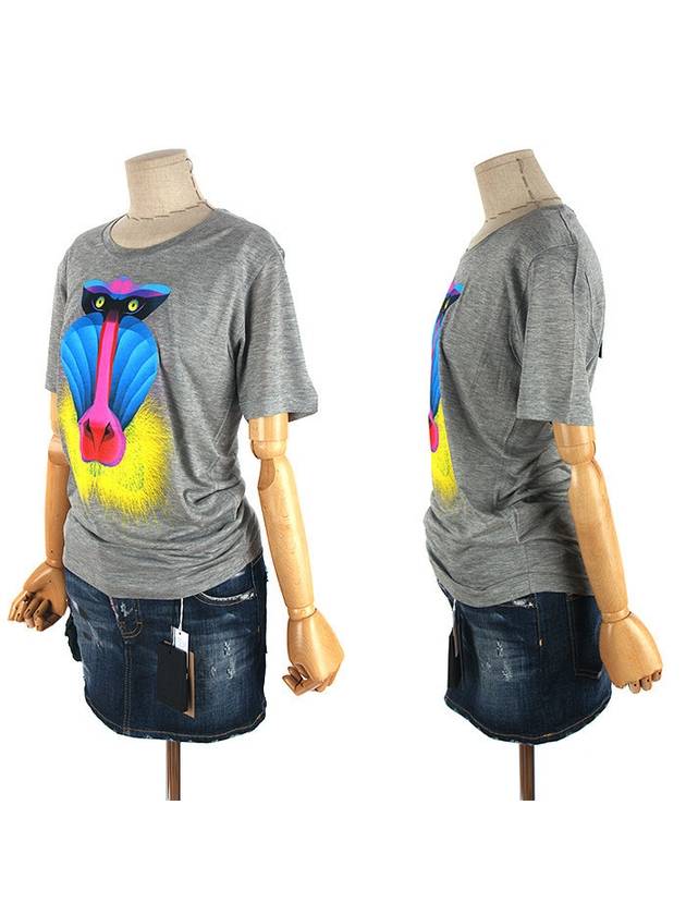 Monkey Illustration Short Sleeve T-Shirt Grey - DSQUARED2 - BALAAN 2