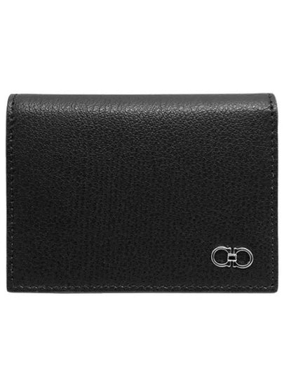 Gancini Leather Card Wallet Black - SALVATORE FERRAGAMO - BALAAN 2