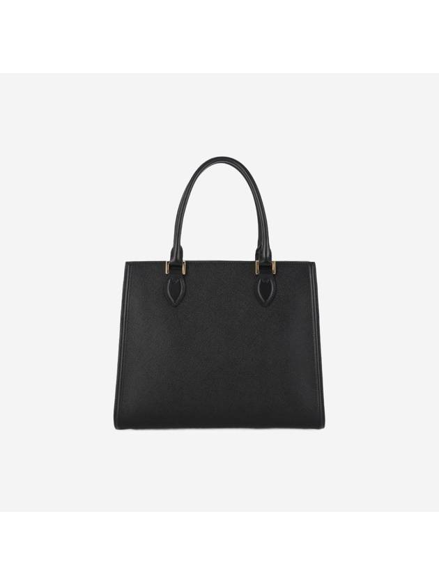 Saffiano Gold Square Leather Tote Bag Black - PRADA - BALAAN 3