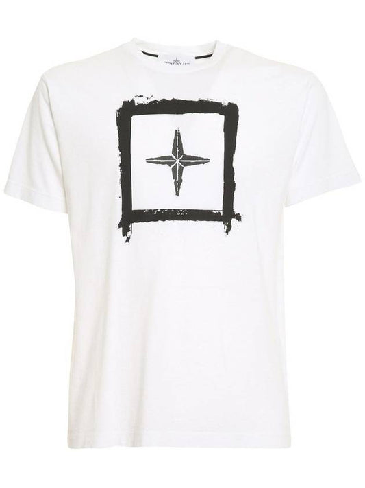 Stencil Two Logo Short Sleeve T-Shirt White - STONE ISLAND - BALAAN.