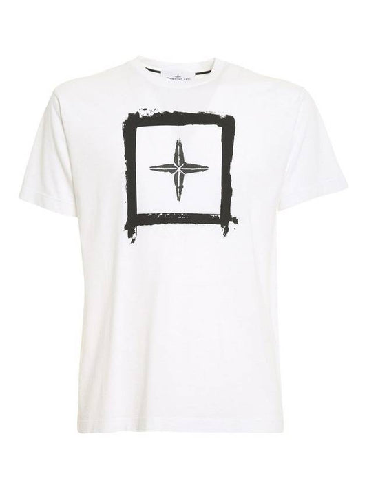 Stencil Two Logo Short Sleeve T-Shirt White - STONE ISLAND - BALAAN.