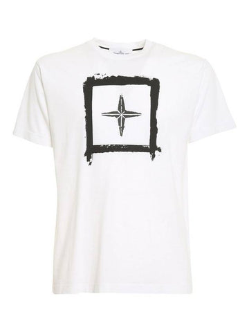 Stencil Two Logo Short Sleeve T-Shirt White - STONE ISLAND - BALAAN 1