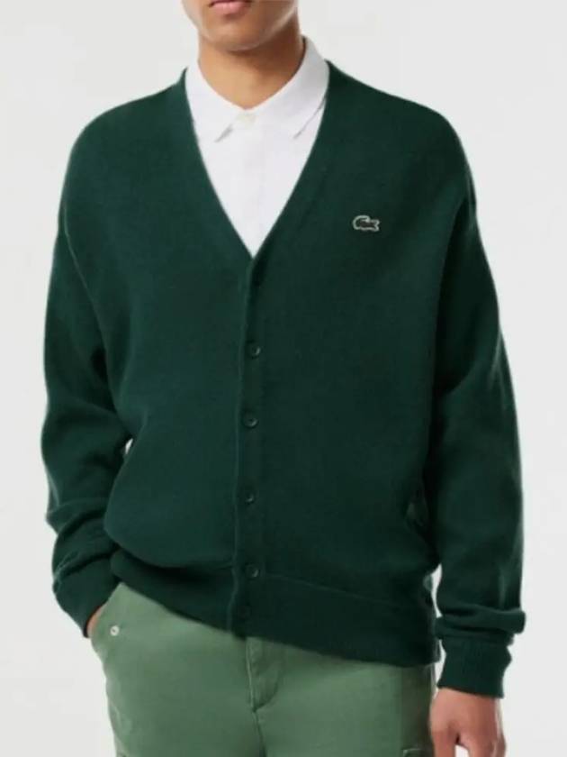 Relaxed Fit Button Wool Cardigan Green - LACOSTE - BALAAN 2