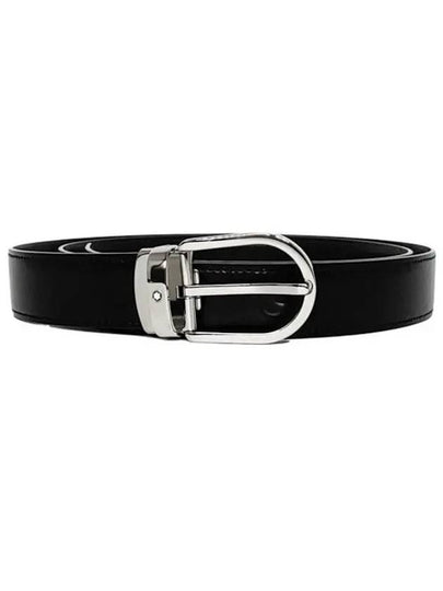 Horseshoe Buckle Reversible Leather Belt Black Brown - MONTBLANC - BALAAN 2