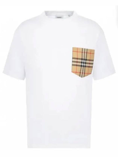 Check Pocket Crew Neck Cotton Short Sleeve T-Shirt White - BURBERRY - BALAAN 2