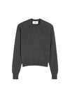 Heart Logo Crew Neck Merino Wool Knit Top Grey - AMI - BALAAN 2