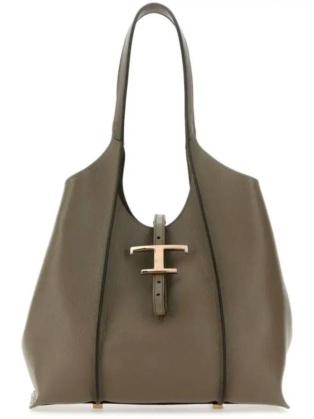 Logo T Timeless Leather Tote Bag Grey - TOD'S - BALAAN 3