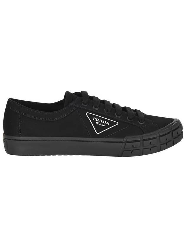 Cassetta Wheel Leather Sneakers Black - PRADA - BALAAN 1