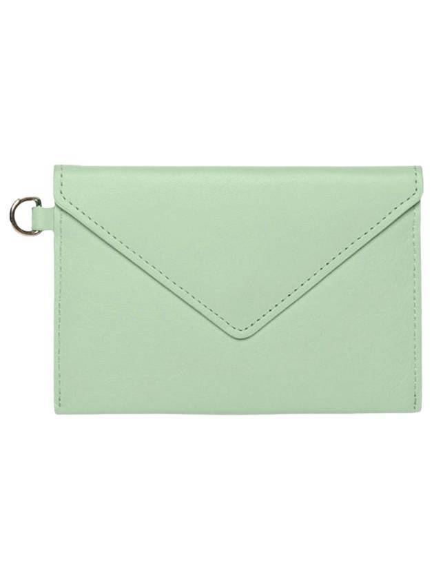 Neck Strap Envelope Leather Coin Wallet  Mist Green - MAISON KITSUNE - BALAAN 1