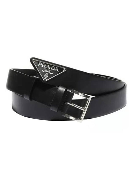 triangle logo leather belt black - PRADA - BALAAN 1