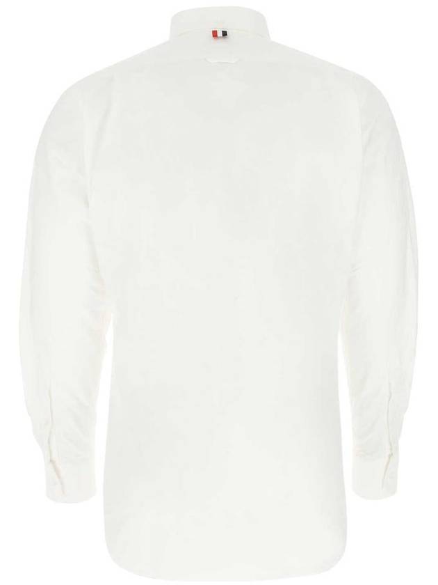 Oxford Grosgrain Placket Cotton Long Sleeve Shirt White - THOM BROWNE - BALAAN 3