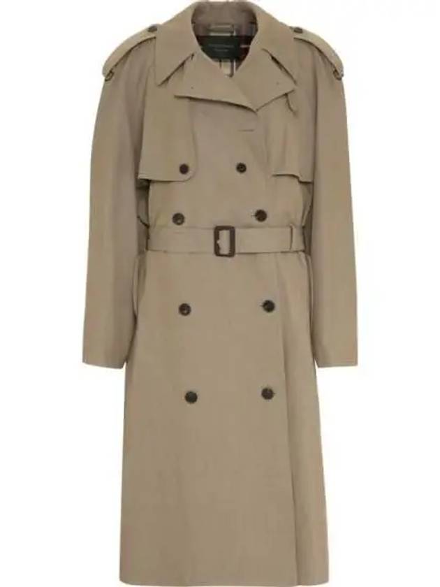 Women's Oversized Shoulder Tab Trench Coat Beige - BALENCIAGA - BALAAN.