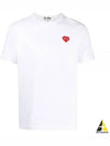 Play Men's Heart Logo Embroidered Short Sleeve T-Shirt P1 T322 3 White - COMME DES GARCONS - BALAAN 2