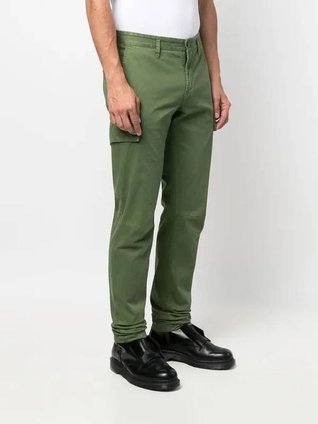 Stretch Broken Twill Garment Dyed Old Effect Cargo Pants Green - STONE ISLAND - BALAAN 4