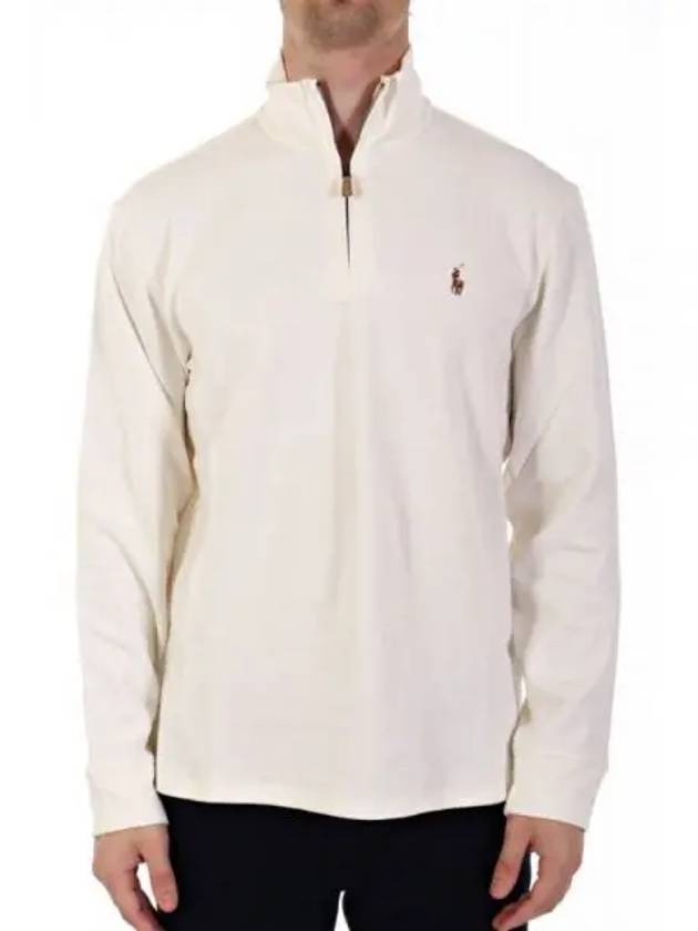 Embroidered Pony Logo Half Zip Up Knit Top White - POLO RALPH LAUREN - BALAAN 2