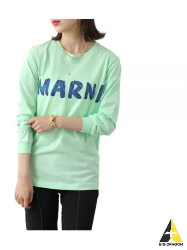 Logo Long Sleeve T-Shirt Green - MARNI - BALAAN 2