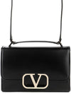 V Logo Plaque Foldover Shoulder Bag Black - VALENTINO - BALAAN 2