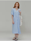 Linen Pleated Midi Dress Blue - OPENING SUNSHINE - BALAAN 3