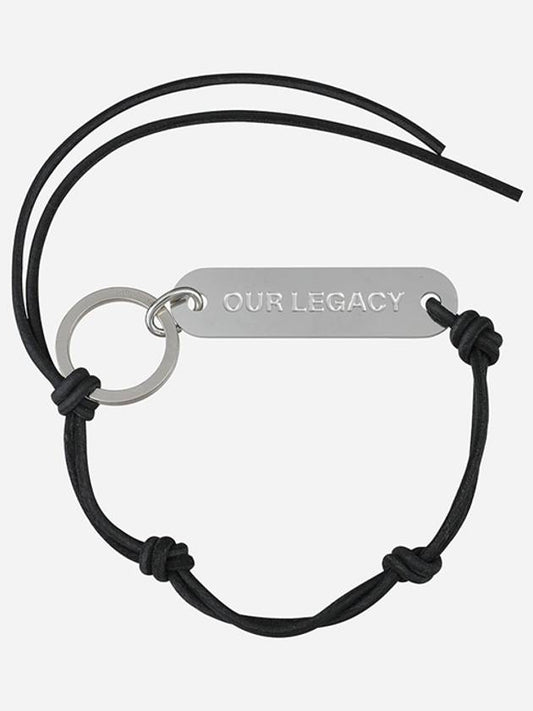 Men's Ladon Key Ring Black knotted leather cord key ring with logo tag Ladon key ring Nero - OUR LEGACY - BALAAN 2