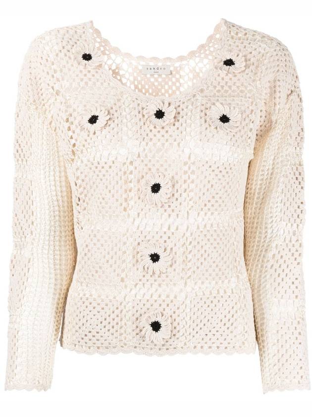 Women's Crochet Rio Sweater Knit Top Ivory sfppu01136 - SANDRO - BALAAN 1