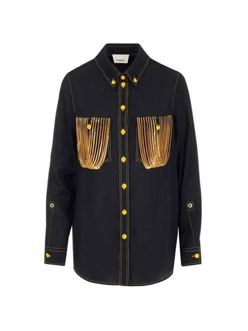 chain detail long sleeve shirt black - BURBERRY - BALAAN 1