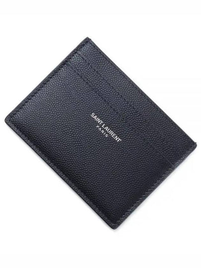 Embossed Leather Card Wallet Black - SAINT LAURENT - BALAAN 2