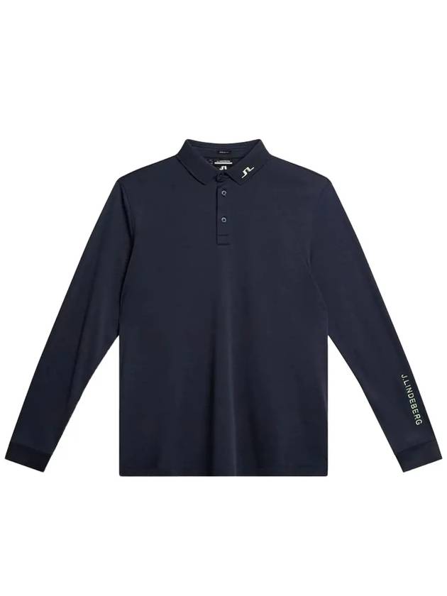 Tour Tech Long Sleeve Polo Shirt Navy Melange - J.LINDEBERG - BALAAN 2